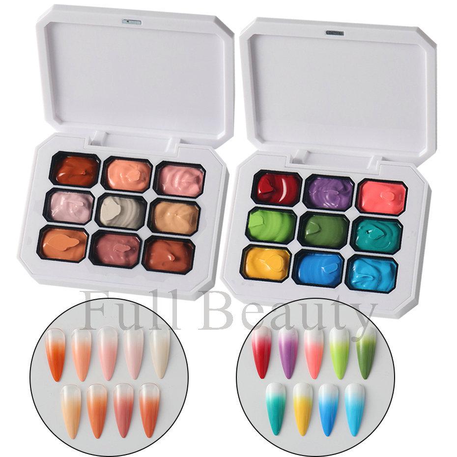 Nail Art Pat Glue 9 Square Grid Pat Glue Solid Gradient Blush Blush Graffiti Painted Nail Glue