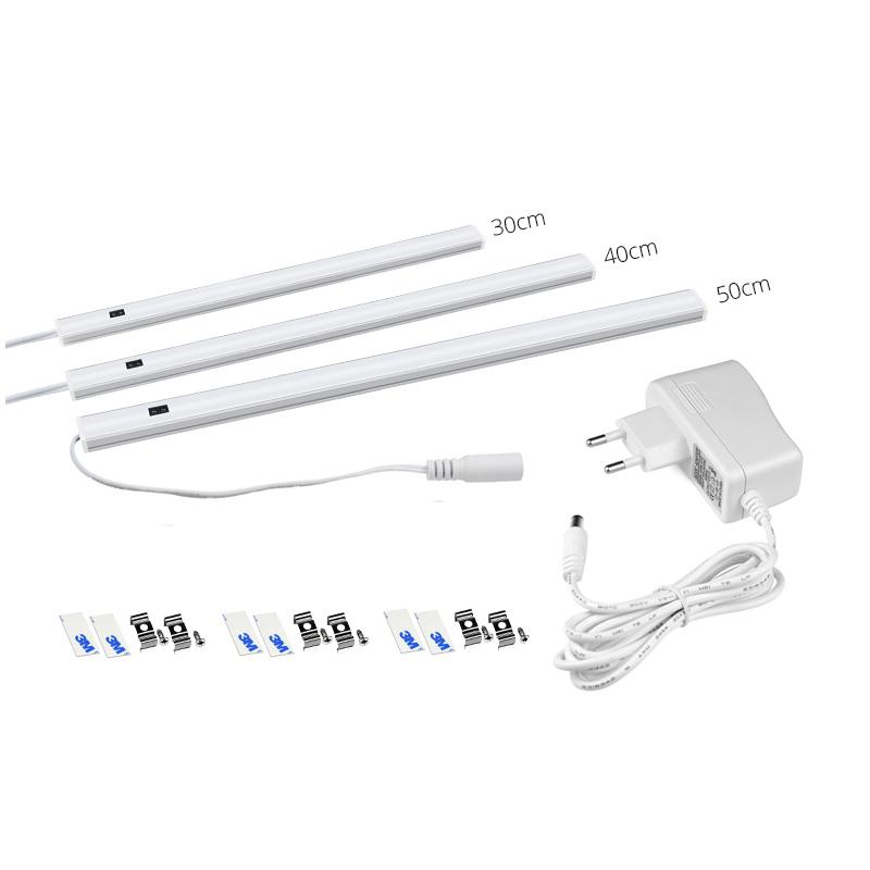 Светодиодный кухонный светильник с датчиком движения, умная лампа, светодиодная лампа под шкафом, 30/40/50 см, 12 В, датчик ручной развертки, ночная лампа для шкафа в спальне, вилка европейского стандарта