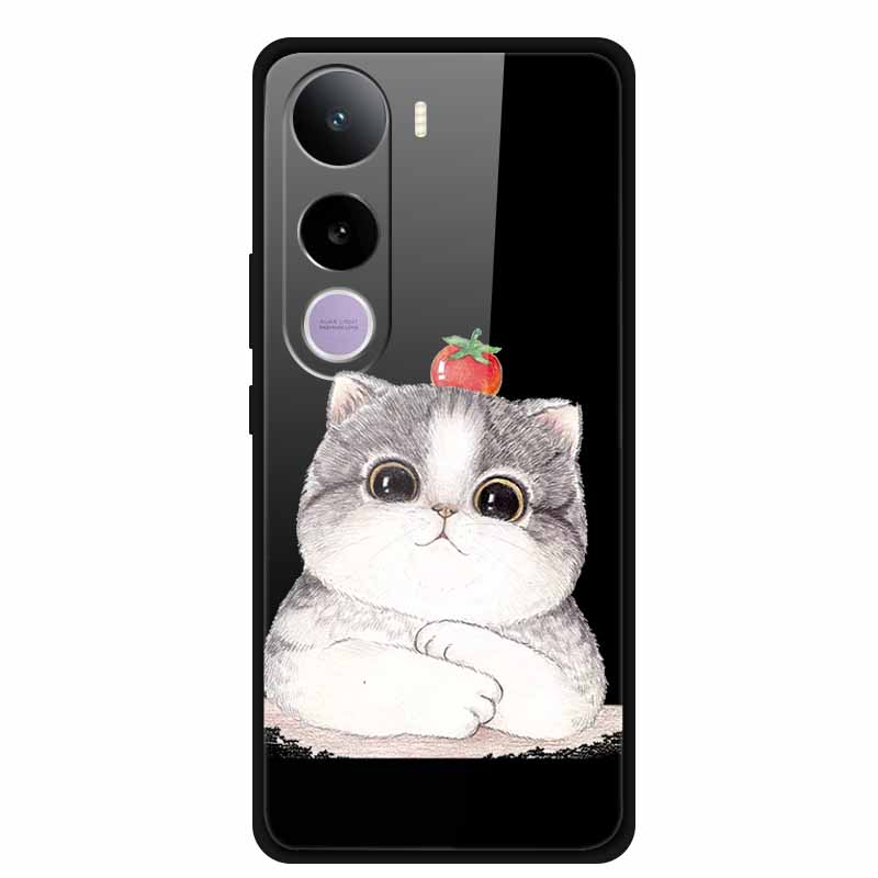 Glass Phone Case For Vivo Y400 5G Cartoon Animal Tempered Hard Back Cover For Vivo Y400 Case Coque Y 400 6.67" Soft Bumper Funda