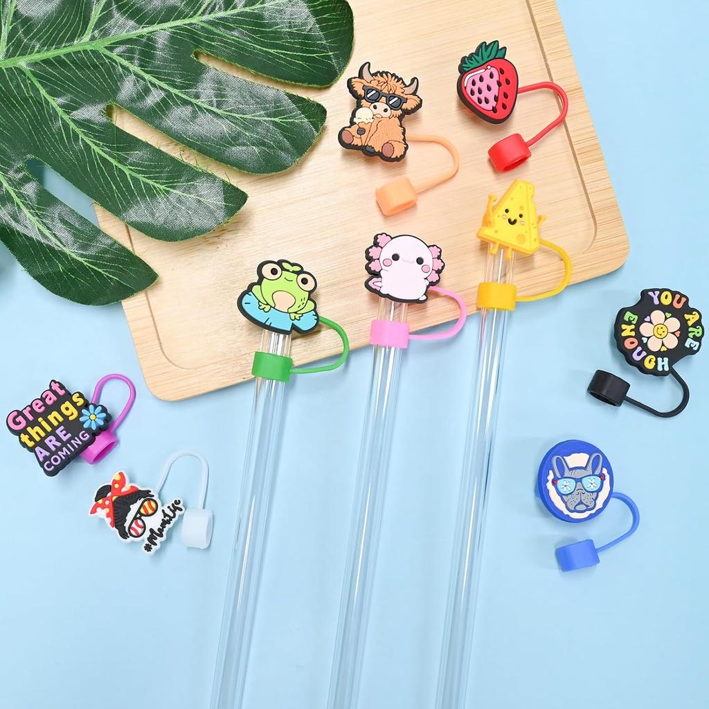 Насадки на соломинки для Stanley Cup 50 шт. Случайные разные колпачки для соломинок для термокружки Оптом Милые забавные аксессуары для Stanley Cup подходят для 0,4 дюйма/10 мм и 30/40 унций