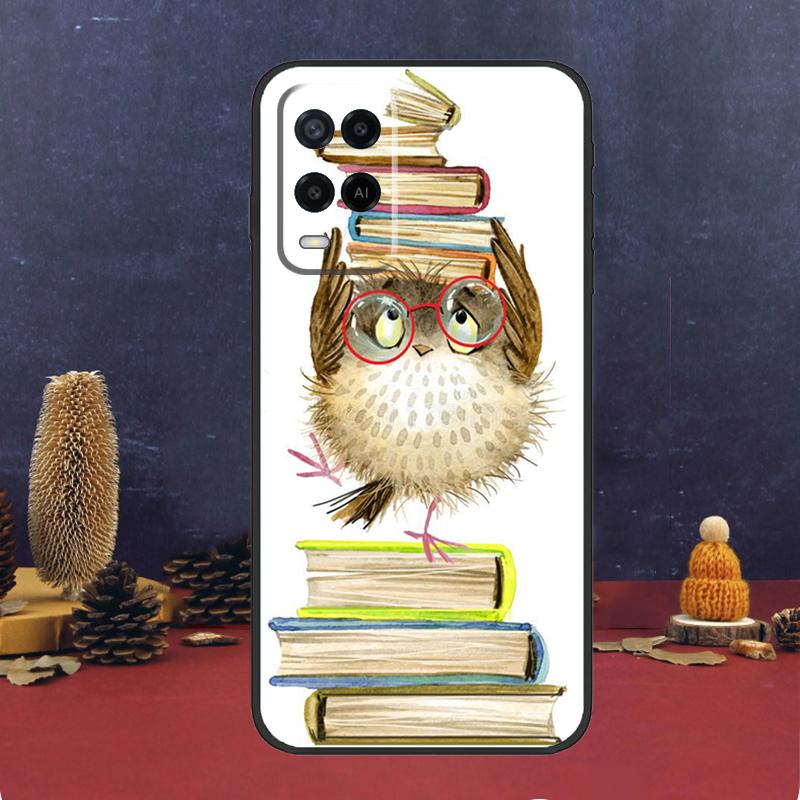Cute Owl Cartoon For OPPO A17 A77 A58 A78 A98 A15 A5 A9 A96 A76 A16 A54 A74 A94 A52 A72 A79 A57S A53S Case
