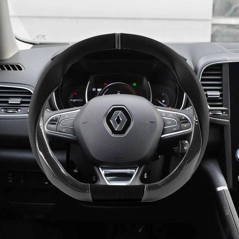 Anti-slip Leather Car Steering Wheel Cover For Renault QM6 Kadjar Clio Koleos Scenic Laguna Captur Megane Espace Accessories