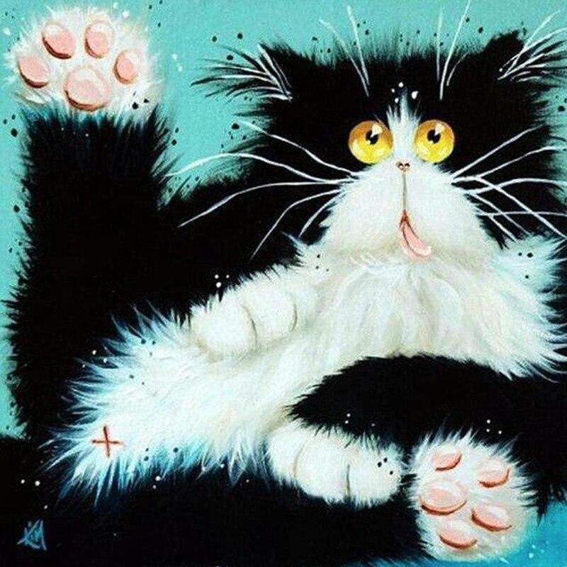 Новый 5D DIY алмазная живопись животные стразы вышивка кошка вышивка крестом полная круглая дрель ручной работы искусство домашний декор подарок