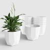 Шестигранный пластиковый цветочный горшок с дренажными отверстиями, круглый горшок для растений, подходит для помещений, улицы, кухни, сада (Белый, 10 ДЮЙМОВ - 12 шт.)