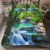 Комплект постельного белья «Водопад» с изображением природного пейзажа, наволочка с изображением пейзажа и леса, комплект постельного белья из полиэстера размера «queen size»