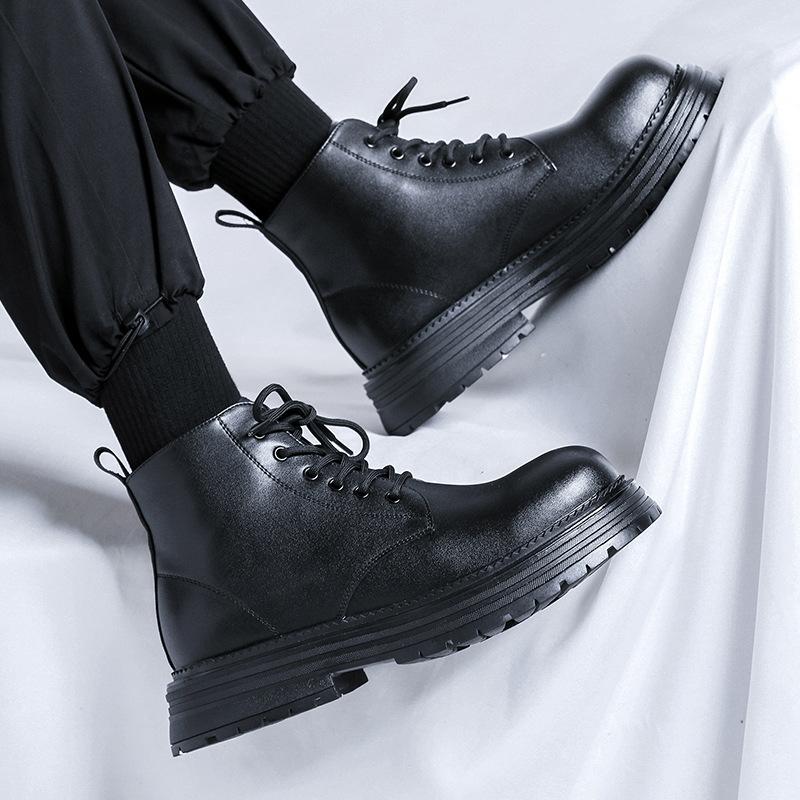 Мужские ботинки Мартин новые осенне-зимние бархатные средней высоты на утолщенной подошве, британские рабочие ботинки 22711-R