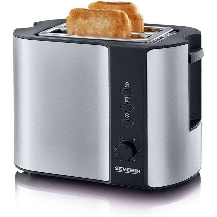 Grille-pain automatique compact - SEVERIN - AT 2589 - Toaster compact 1 fente - Réglage brunissage - inox/noir