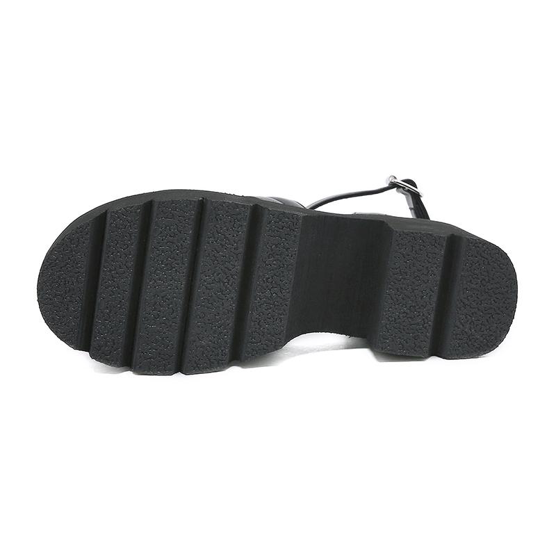 Gdgydh Женские сандалии на платформе и массивном каблуке с пряжкой и ремешком, модные повседневные женские сандалии в стиле панк с открытым носком, с двойной ремешком