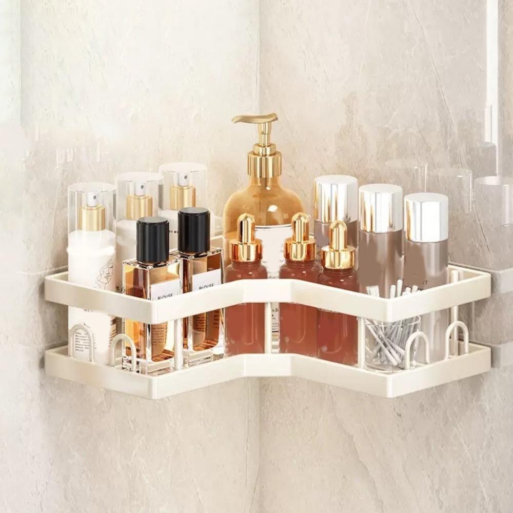 1Pc/3Pcs/5Pcs Carbon Steel Triangle Storage Rack Punch Free Large Capacity Corner Storage Shelf Drainable Wall Mounted