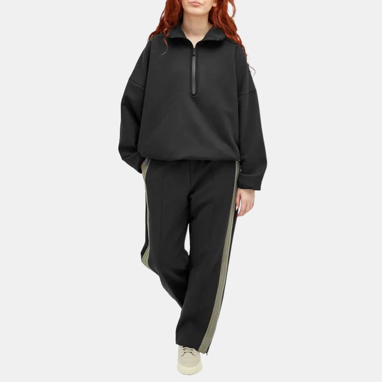 adidas Свитшот с молнией на половину X Fear of God Athletics из замши и флиса 'Черный'
