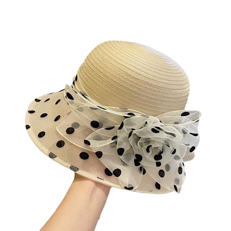 French women British organza outdoor socialite spring and summer flower polka dots elegant sun protection breathable sun hat women