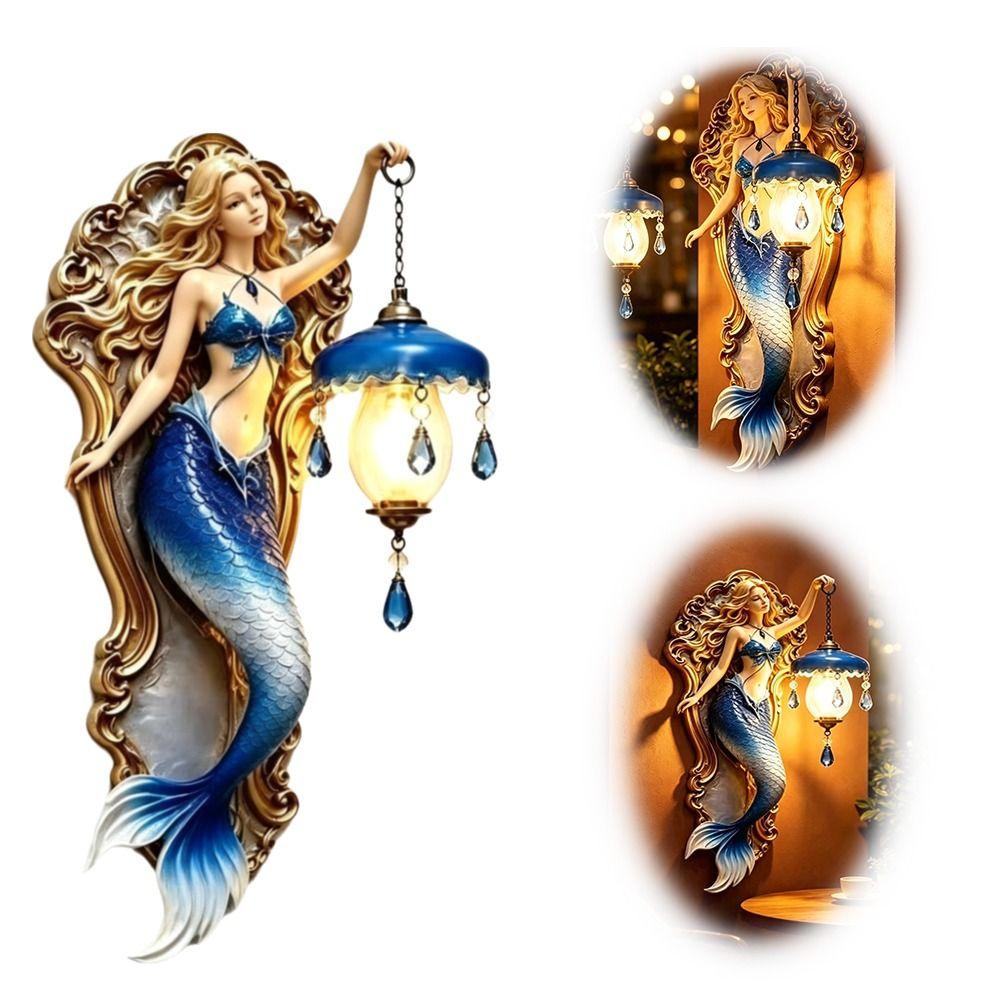 Crystal Pendant Mermaid Wall Lamp Soft Ambient Light Creative Wall Lamp Halloween Decoration