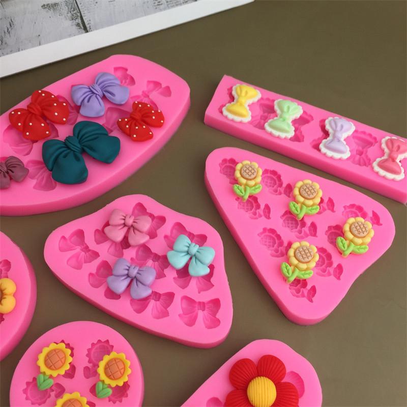 Милые мультяшные цветы, банты, пчелы, помадка, силиконовые формы, сделай сам, кексы, помадка, украшение торта, шоколадные конфеты, форма для выпечки