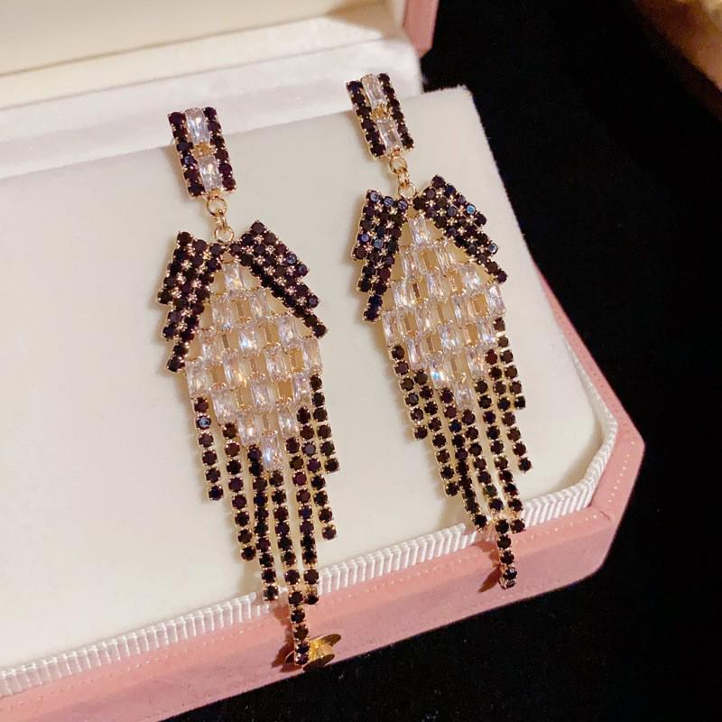 Элегантные европейские и американские серьги с кисточками из стразов – Длинный, атмосферный дизайн для модных женщин
