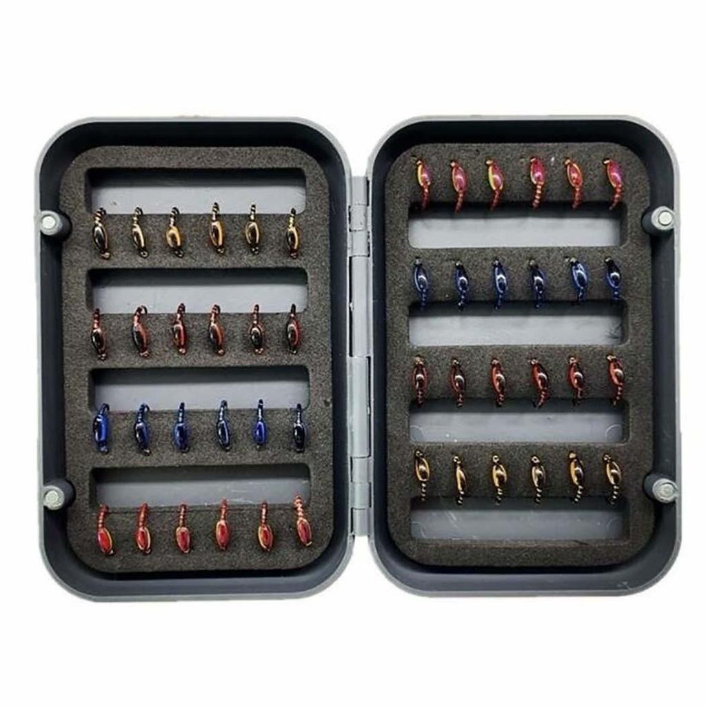 24 шт./кор. Ассорти из эпоксидной нимфы, мухи, мошки, форели, форели, наживка для ловли нахлыстом, искусственные приманки