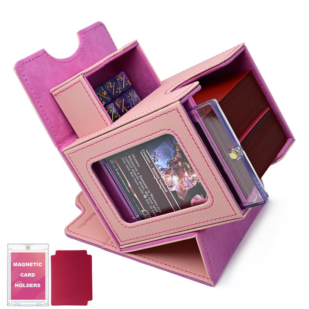 Commander Deck Box with Display Window Deck Case for MTG Fits 100+ Double-Sleeved Cards Magnetic Card Storage Box for TCG PTCG