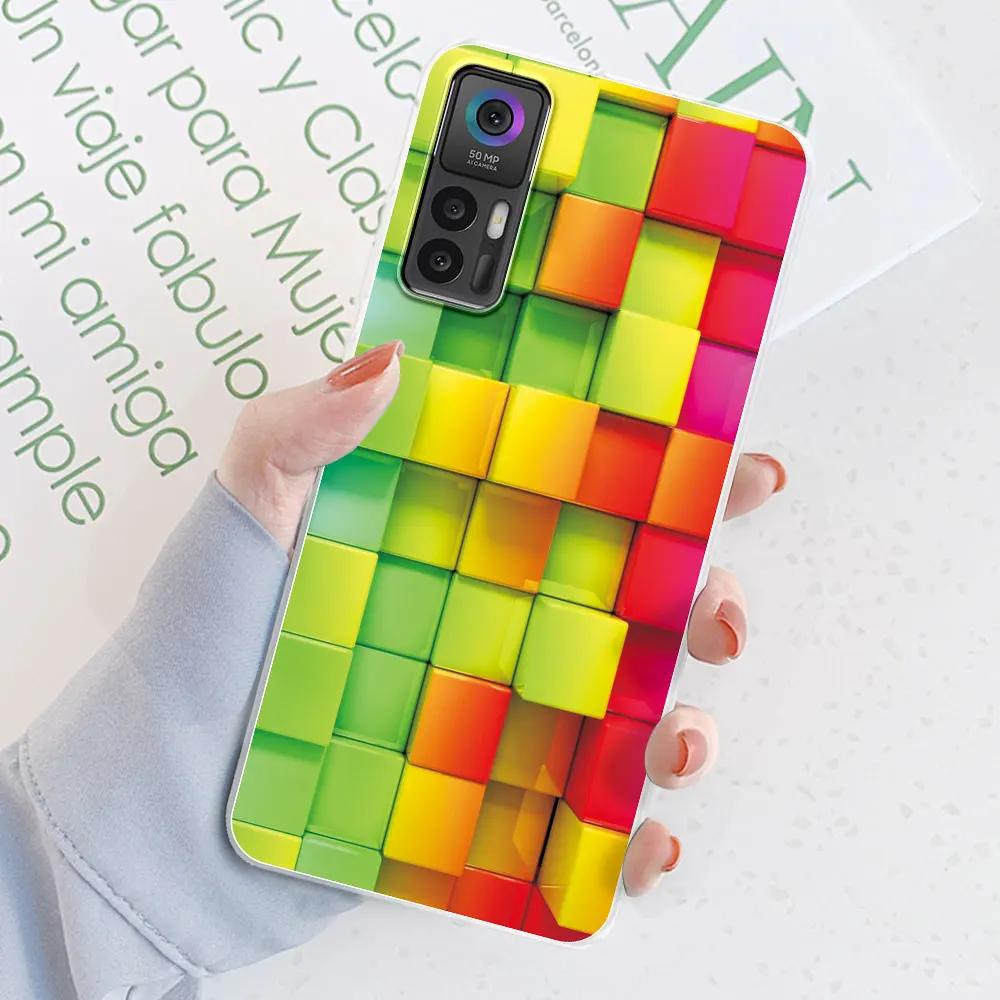 For TCL 30 Plus Case For TCL 30 5G Flower Printing Transparent Silicone Soft Phone Case Cover Coque Bumper For TCL 30 30+ Fundas
