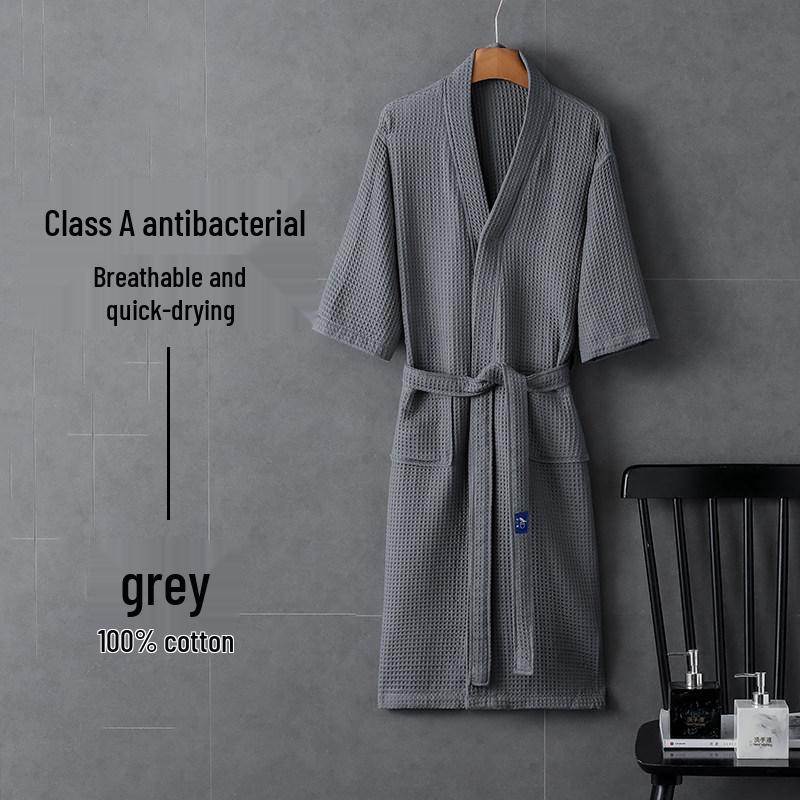Unisex Quick-Dry Waffle Bathrobe for Home, Hotel, or Spa
