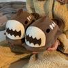 Модные женские милые домашние тапочки Shark из хлопка для пар, зимние мягкие толстые домашние тапочки, женские нескользящие плоские домашние нескользящие туфли