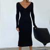 Модное тонкое трикотажное платье с длинными рукавами осень/зима в полоску с v-образным вырезом сексуальное платье повседневное универсальное однотонное платье Vestidos 30118