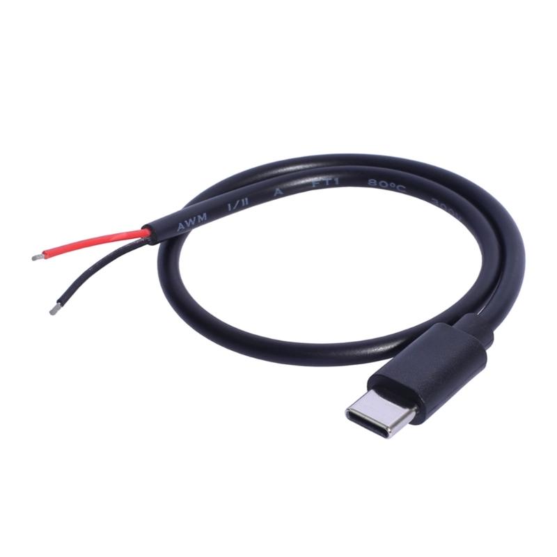 Кабель USB Type C на 2-контактный оголенный провод 30 см для зарядки мобильных устройств, планшетов, наушников и динамиков