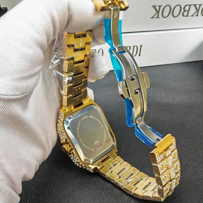 Квадратные кварцевые наручные часы в стиле хип-хоп, роскошные, для мужчин и женщин