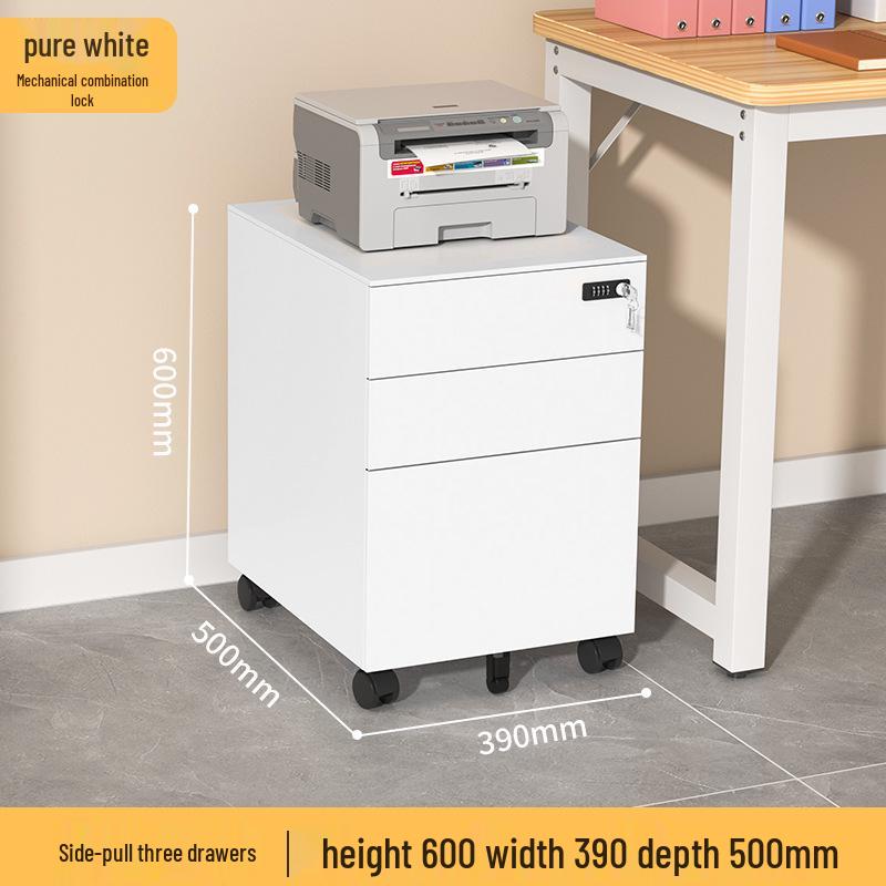Mobile Filing Cabinet with Three Lockable Drawers for Under Desk Office Storage