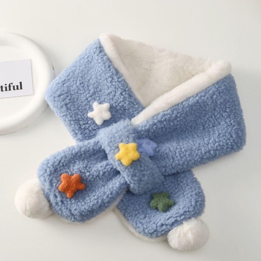 Детские зимние шарфы с крестом из искусственного кроличьего меха, детский теплый шарф для шеи Kawaii, детский шарф на шею, уличный