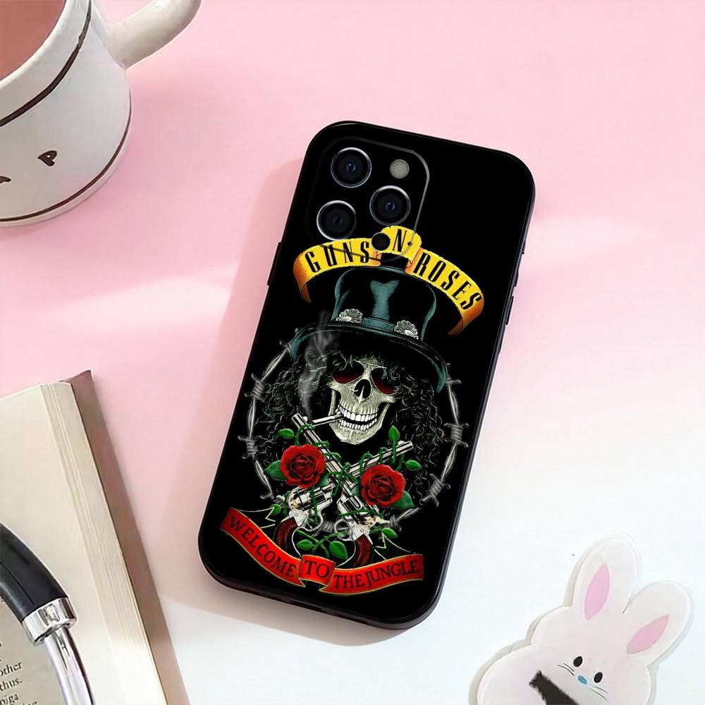Группа G-Guns N Roses Чехол для телефона для iPhone 17,16,15,14,13,12,11 Plus,Pro Max, Мягкий силиконовый черный чехол