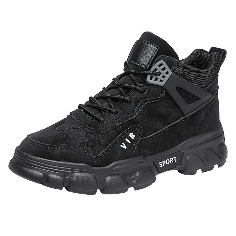 Trend Men's Autumn Mountaineering New Motorcycle Boots Outdoor Thick Soled Wear-resistant Lace Up Work Casual Sneakers Shoes