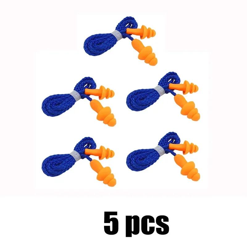Soft Silicone Ear Plugs Protector Reusable Noise Cancelling Earplugs Soundproof Earmuffs Safe Work Comfortable Corded Earplugs