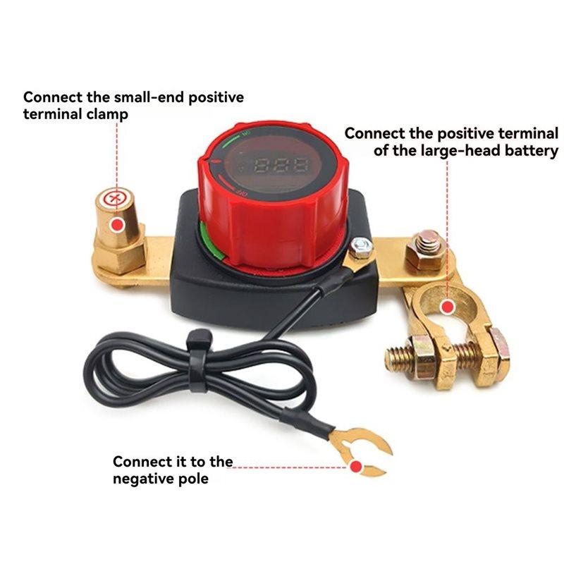 Тренд 2025 Выключатель массы аккумулятора 12В-48В Аккумулятор автомобиля со светодиодным вольтметром DC 5-80В Выключатель массы аккумулятора Отключение аккумулятора