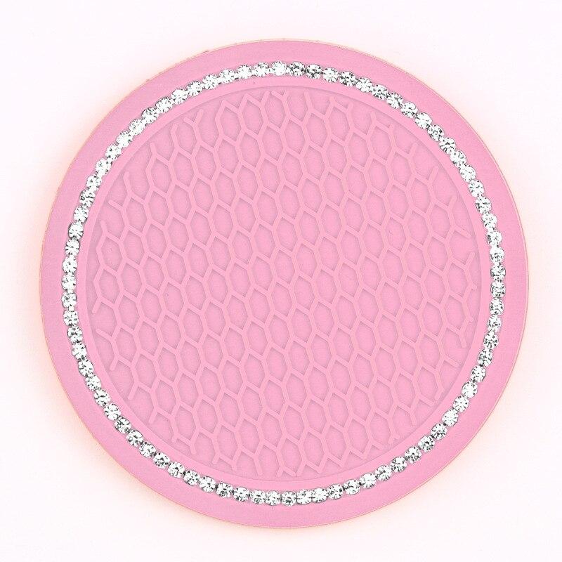 1pc Car Non-slip Water Cup Pad Diamond Rhinestone Bling Decoration Auto Interior Cup Bottle Anti-skid Rubber Mat Car Accessories ARI