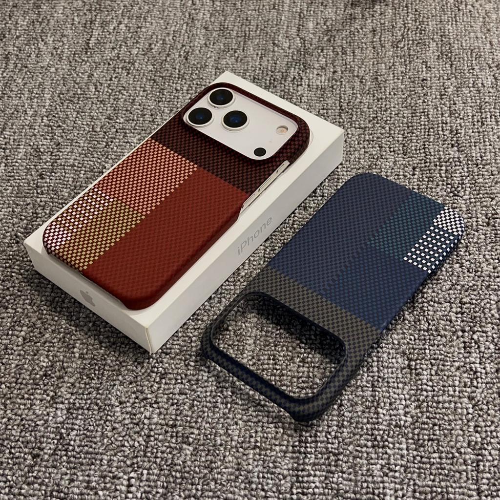 Тонкий безрамочный чехол с рисунком под карбон для iPhone 17 Air 16 15 14 13 12 Pro Max Plus, с магнитами MagSafe, пластиковый бампер