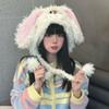 Мягкая теплая шапка с ушками кролика Зимняя шапка для защиты ушей Милая шапка с ушками кролика в стиле Y2k Женская