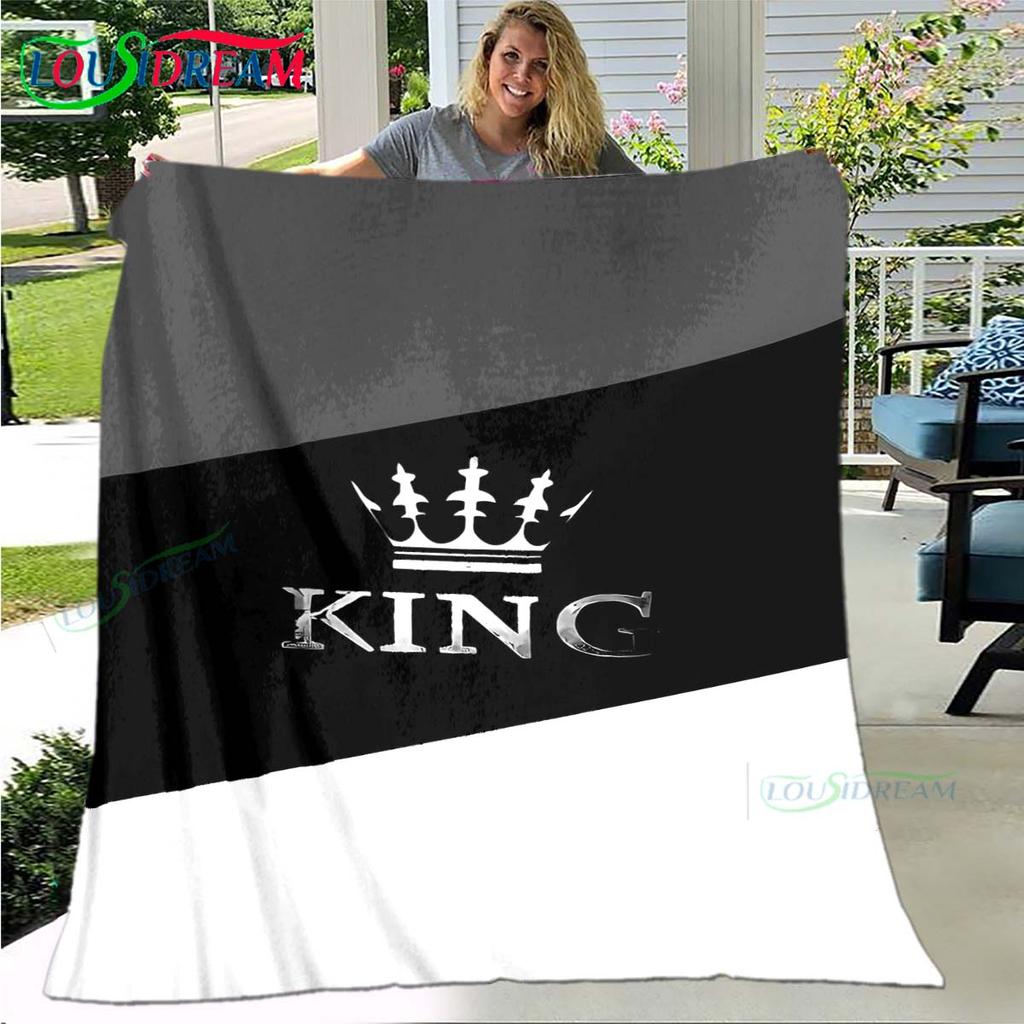 Hot Pattern KING and QUEEN Pattern Blanket Flannel Thin Blanket Portable Home Travel Office Lunch Break Blanket Birthday Gift