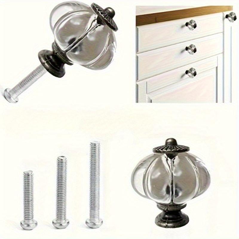 20pcs Acrylic Cabinet Knobs Transparent Pumpkin Dressing Table Knobs Antique Retro Decoration DIY Handle Handles Furniture Drawer Handles