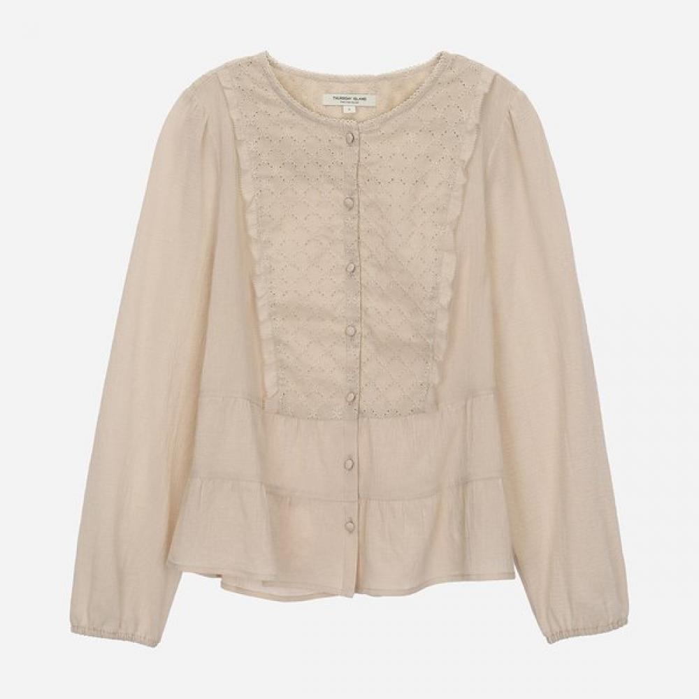 Thursday Island Блузка с воротником-стойкой, цветными вставками и оборками T262mbl136w