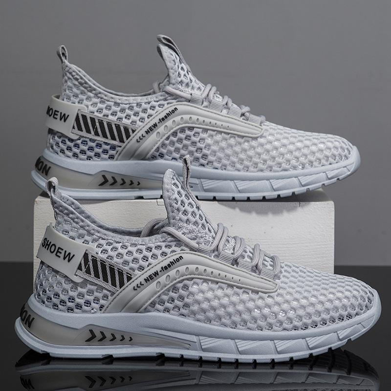2023 New Fashion Summer Mesh Breathable 100 Mesh Hollow-out Thin Single Mesh Shoes for Men Running Light