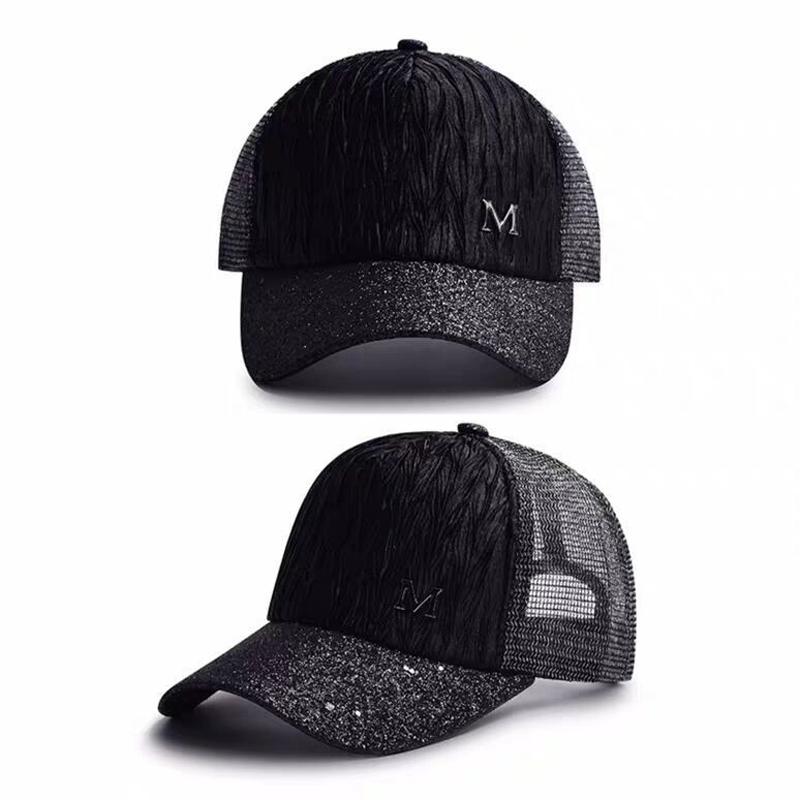 Женская летняя бейсболка с сетчатым дышащим модным принтом и блестками, регулируемая бейсболка с козырьком для улицы