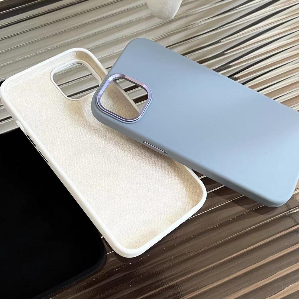 Роскошный шелковистый жидкий силиконовый чехол для Iphone 14 11 12 13 Pro Max с металлической рамкой для камеры, боковые кнопки, мягкий чехол для телефона