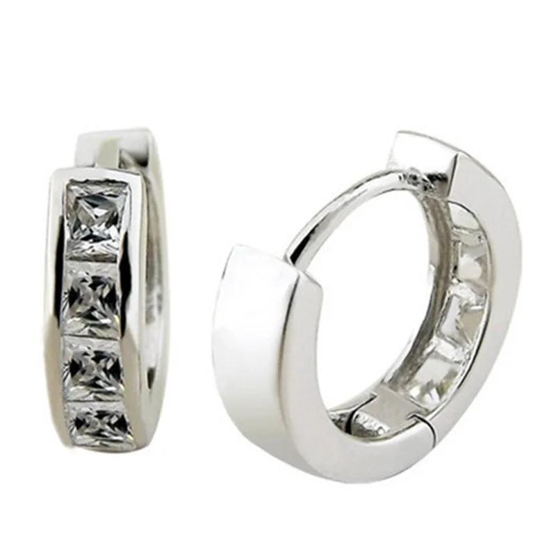 Цирконий высшего качества, роскошный романтический подарок на свадьбу, одна пара мужских позолоченных круглых серег-колец со стразами