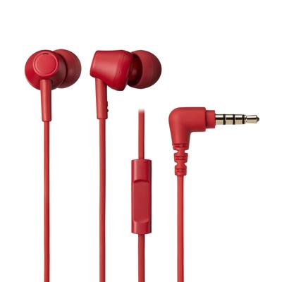 Наушники Audio-Technica ATH-CK350XiS RD с проводным пультом дистанционного управления и микрофоном канального типа из переработанного пластика с антибактериальным покрытием, маленькие красные