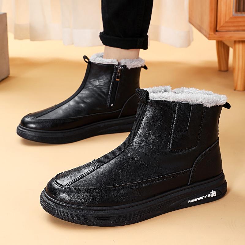 Зимние мужские ботинки slip on plush теплые зимние ботинки мужские рабочие повседневные туфли высокие черные зимние ботинки мужские с мехом зимняя обувь