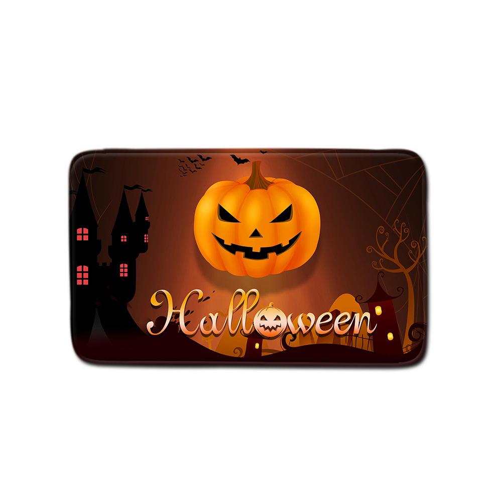 Halloween Shower Curtain Floor Mat Combination Four-Piece Set Bathroom Toilet Carpet Shower Room Foot Mat