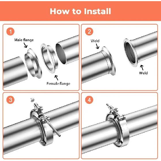 304 Stainless Steel 2.75 Inch 70mm Standard V Band Clamp Intercooler Turbo Exhaust Downpipe Vband Pipe Clamp Automotive V Clamp