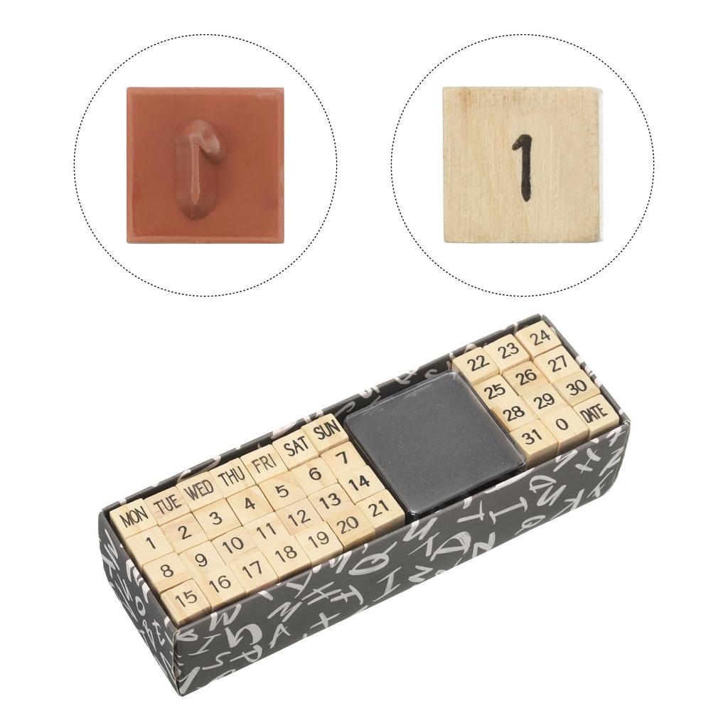 PATIKIL Неделя Номер Резиновый Деревянный Штамп с Чернилами Винтажная Коробка Идеально подходит для DIY Крафт Изготовления Открыток Штамп, Подушечка, Подарок,