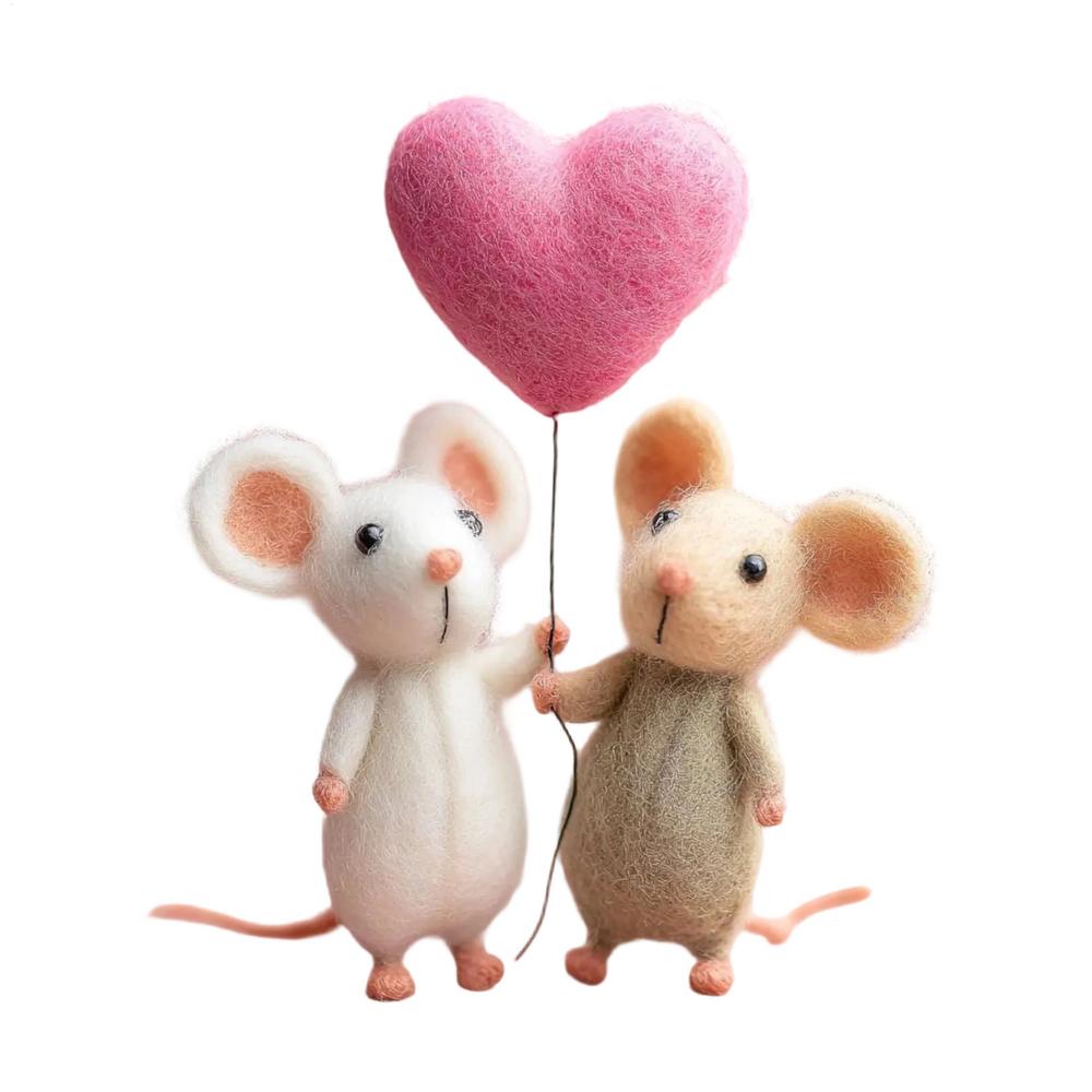 Valentine's Day Decor Needle Felted Mouses Wool Felt Handmade DIY Craft Needle Felting Kit Set Gift Desktop home Decor