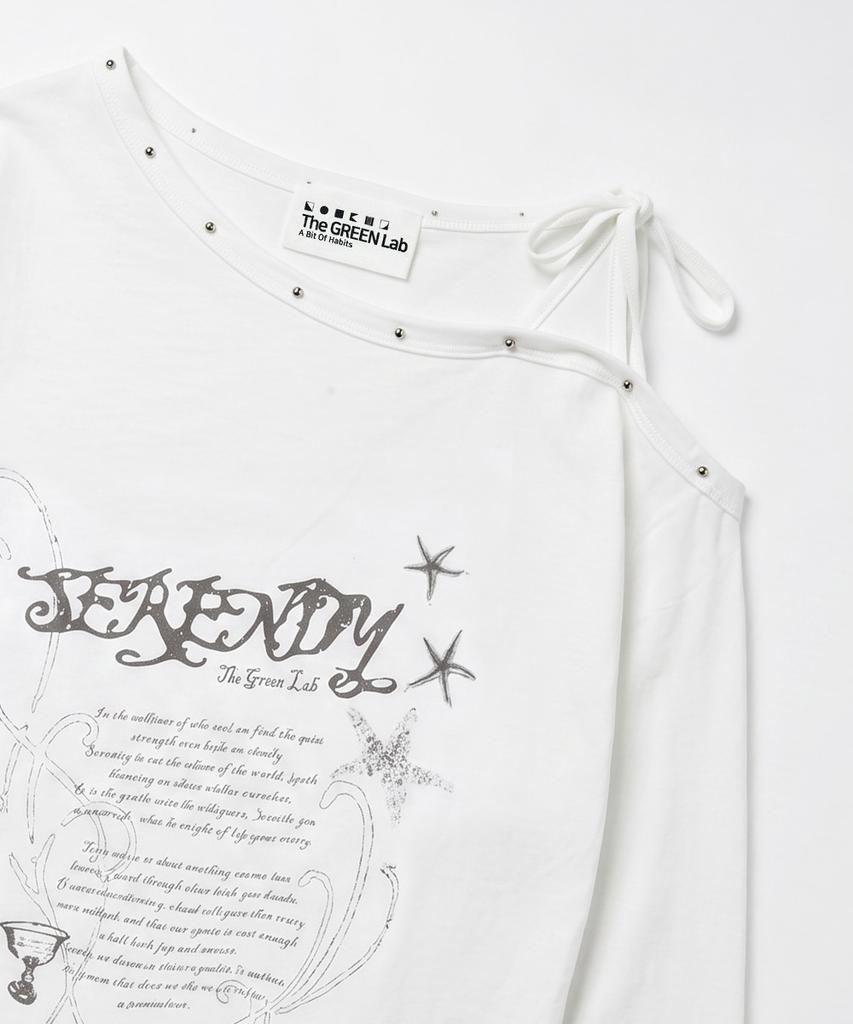 THE GREEN LAB Studded One-Shoulder String Long Sleeve [White]