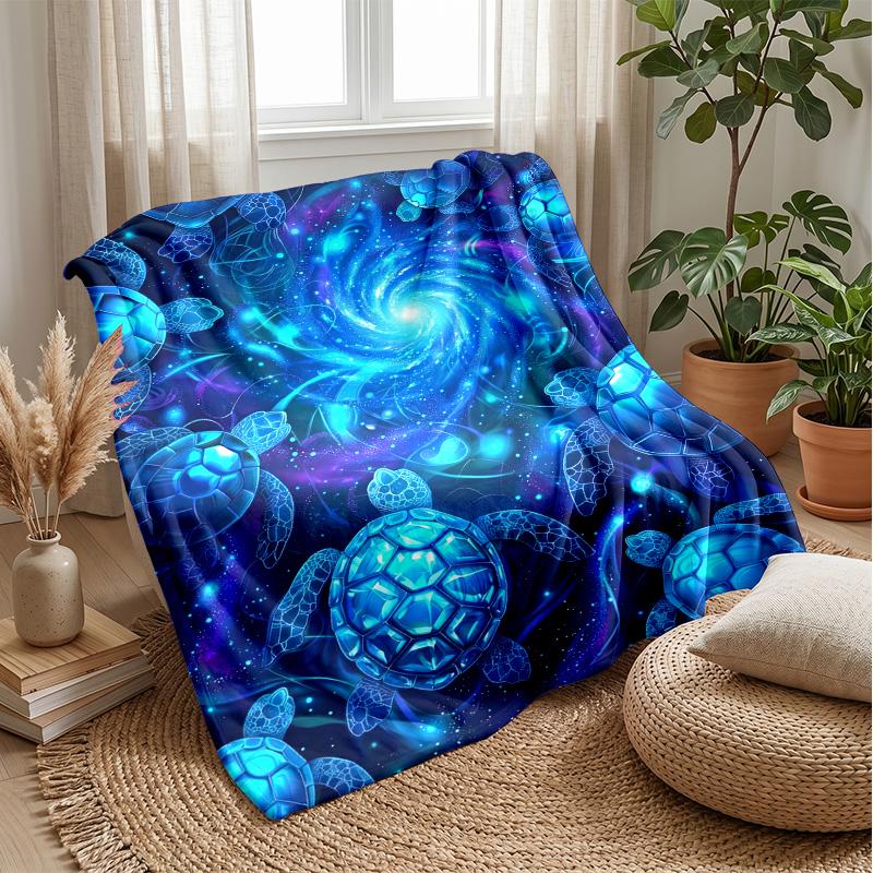 Space Turtles Journey Theme blanket Lightweight Warm Flannel Blanket Decorative Throw Blanket for Home Decoration